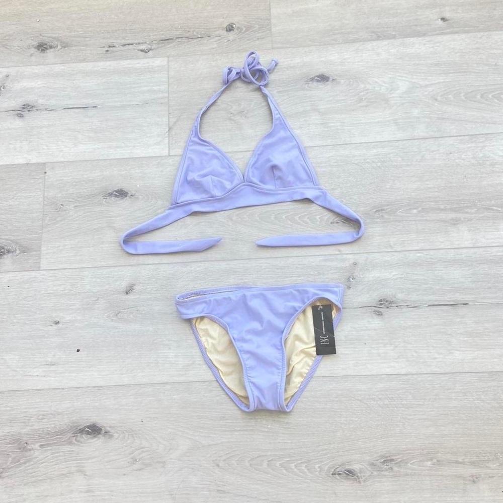 lavender bikini top and bottom